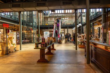 Internal view on the covered market of Ravenna. April 10, 2022 Ravenna, Emilia Romagna - Italy
