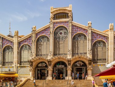 Valencia Merkez Pazarı 'nın cephesi. Haziran 2022 Valencia, İspanya