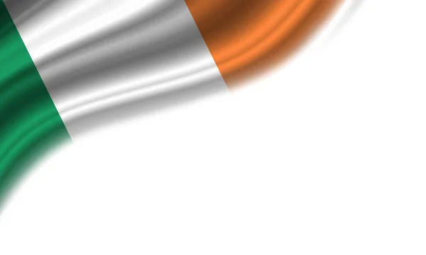 Wavy flag of Ireland against white background. 3d illustration