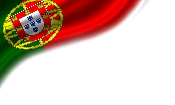 Bandeira Ondulada Portugal Contra Fundo Branco Ilustração — Fotografia de Stock