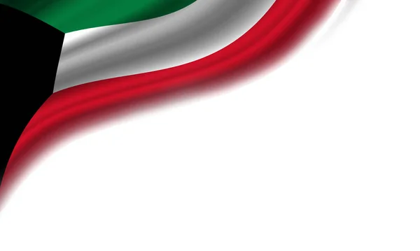 在白色背景下飘扬的科威特国旗 3D说明 — 图库照片