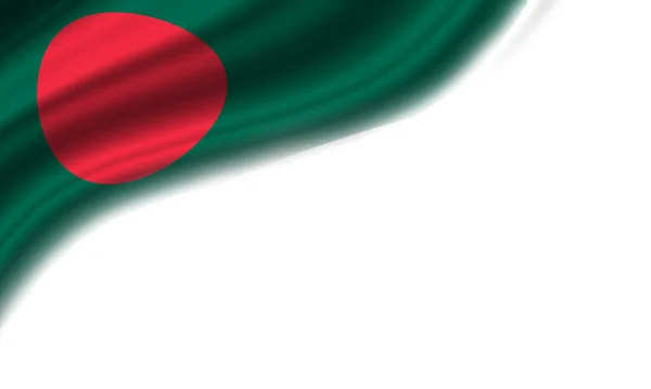 Vågig Flagga Bangladesh Mot Vit Bakgrund Illustration — Stockfoto