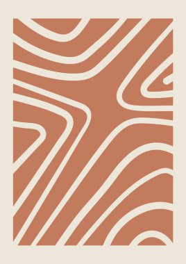 Çıplak renklerde soyut şekilli doğrusal şablon. Minimalist tarzda pastel arka plan. Çağdaş vektör illüstrasyonu