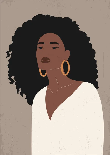 Young african american woman with black curly hair poster — Vector de stock