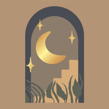 Mimari öğelerle modern estetik illüstrasyon