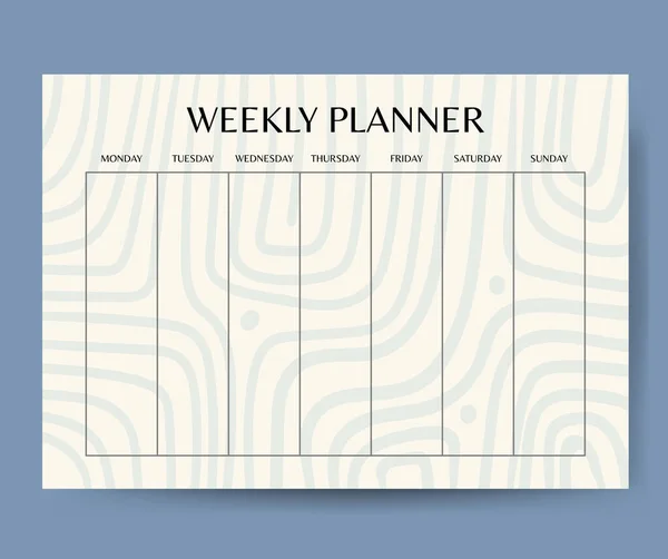 Šablona týdenního plánovače pro firmy a soukromé použití — Stockový vektor