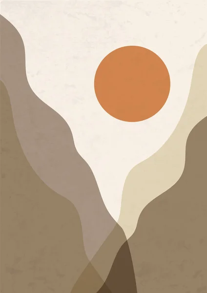 Cartaz de paisagem de montanha abstrato boho —  Vetores de Stock