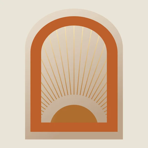 Boho Γραμμική Κλίση Ήλιο Arch Εικονογράφηση Terracotta Αρχιτεκτονικά Στοιχεία Μποέμικο — Διανυσματικό Αρχείο
