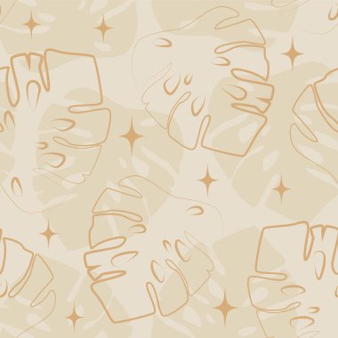 Canavar yapraklı, tropik, pürüzsüz bir desen. Baskı, kapak, kumaş için modern soyut tasarım