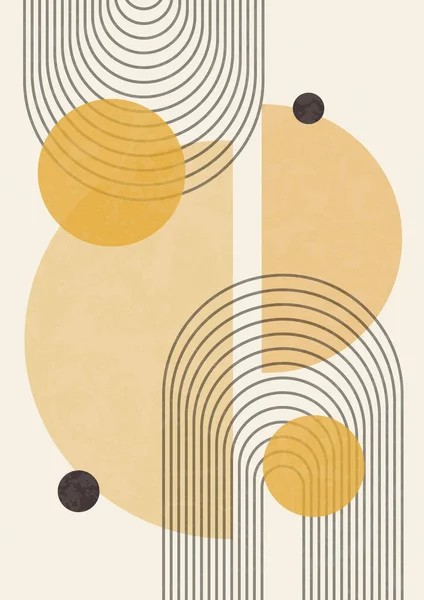 Abstract modern backgrounds with geometric shapes, rainbow and circles. Trending cover designs in a minimal mid century style. Natural organic line shapes.