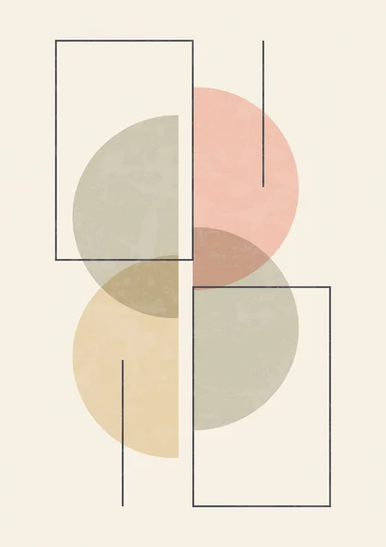 Minimalist lines and abstract elements poster. Modern aesthetic illustrations. Boho style artistic design for wall decoration