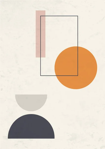 Minimalist Abstract Balanced Elements Poster Modern Aesthetic Illustrations Boho Style — Stock vektor