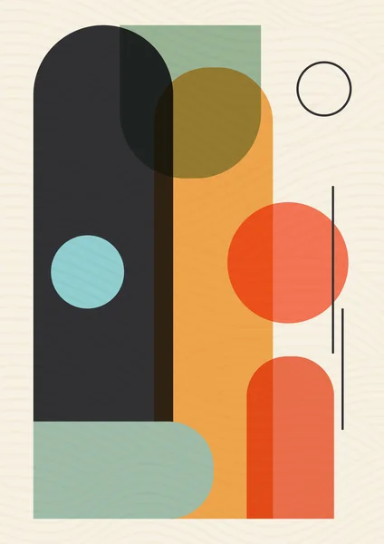 Colorful Textured Geometric Design Poster Vector Template Primitive Shapes Elements — Stockvector