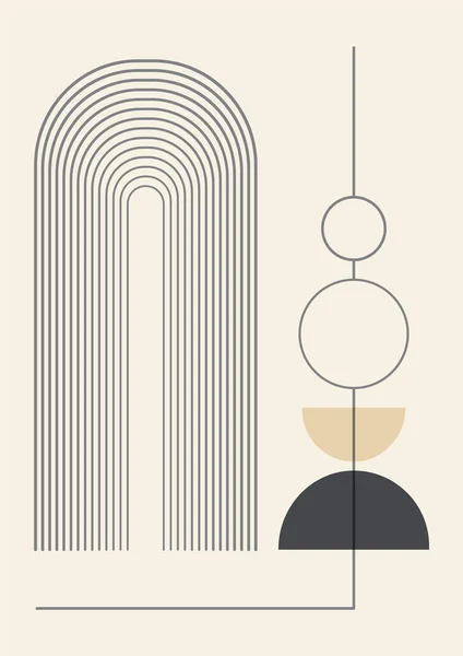 Minimalist Lines Geometric Elements Poster Set Modern Aesthetic Illustrations Boho — Stock vektor