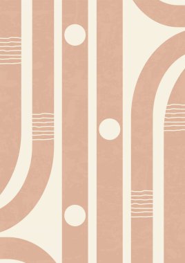 Pastel renklerde soyut şekilli poster illüstrasyonu. Minimalist tarzda bej renkler. Çağdaş vektör illüstrasyonu