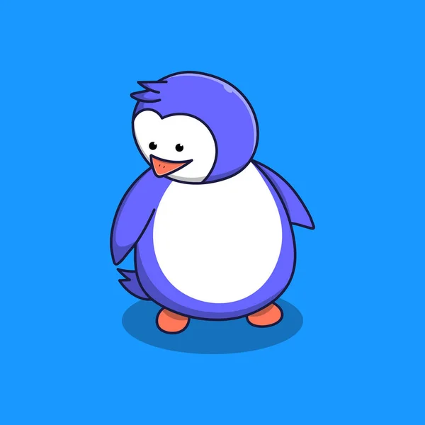 Cute Penguin Looking Something Icon Illustration — Stock Vector