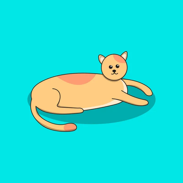 Leuke Kat Zit Ontspannen Vector Illustratie — Stockvector