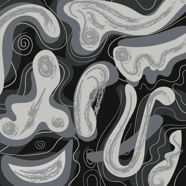 Abstract Grey Doodle Fluid Shape Background —  Vetores de Stock
