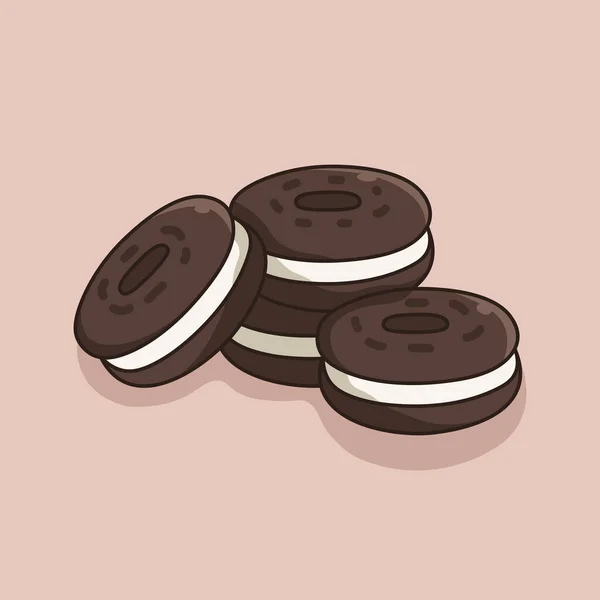 Délicieux Biscuits Chocolat Illustration Vector Cartoon Style — Image vectorielle