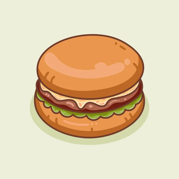 Illustration Hamburger Délicieux Dessiné Main — Image vectorielle