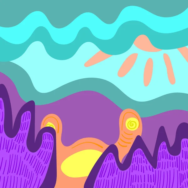 Colorful Hand Drawn Abstract Doodle Illustration — 스톡 벡터