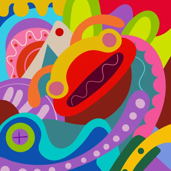 Kleurrijke Hand Getekend Abstracte Poedel Achtergrond — Stockvector