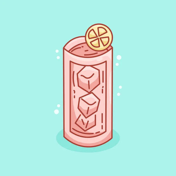 Doodle Illustration Glass Ice Lemon Tea — Stockvektor