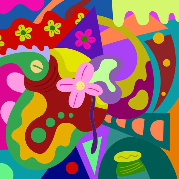 Colorful Hand Drawn Abstract Doodle Illustration — Vetor de Stock