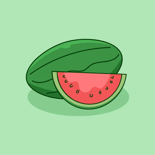 Hand Drawn Couple Slice Watermelon Fruit —  Vetores de Stock