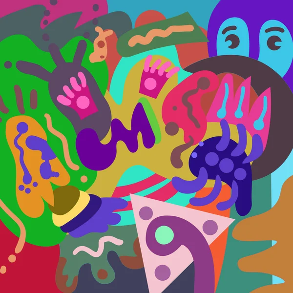 Colorful Hand Drawn Abstract Doodle Background — стоковый вектор