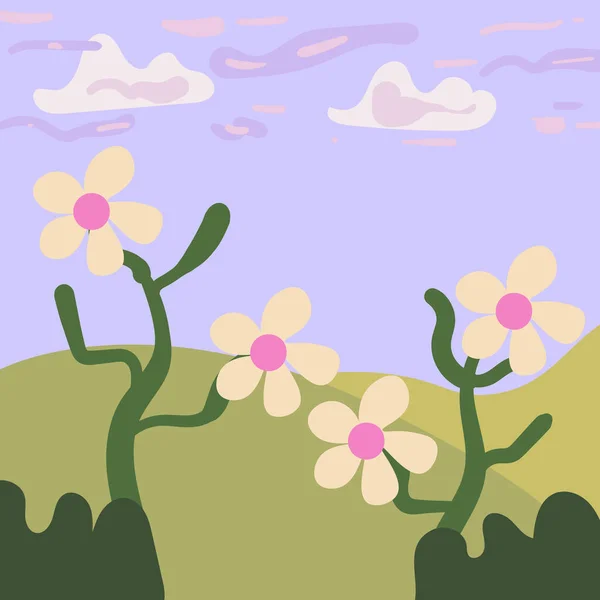 Illustration Nature Flower Plant Landscape Illustration — Stock Vector
