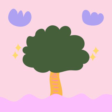 Simple Flat Illustration Tree and Star