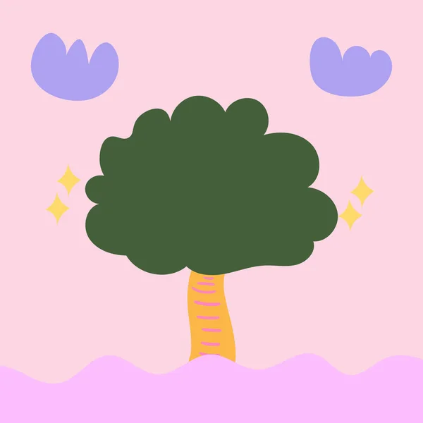 Simple Flat Illustration Tree Star — Stock Vector