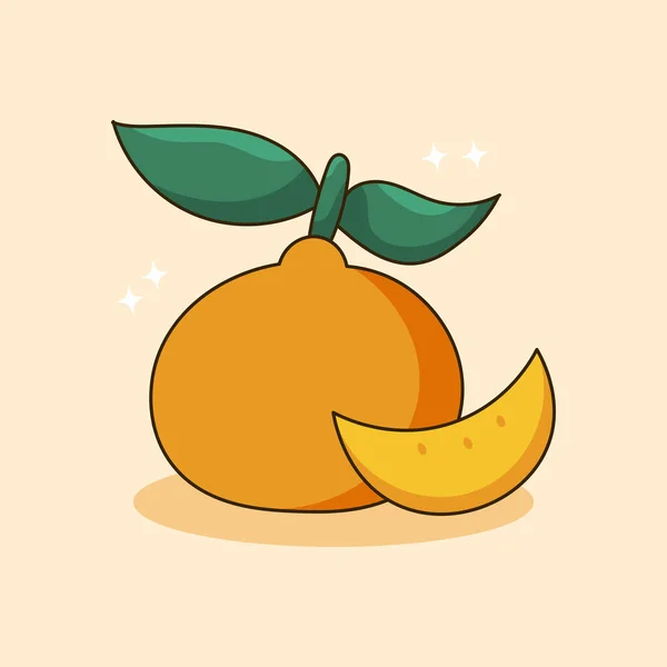 Doodle Cartoon Fresh Orange Fruit — Stockový vektor