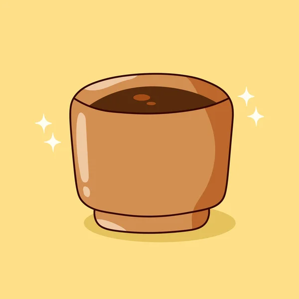 Doodle Cartoon Coffee Latte Glass Mug — Stockvektor