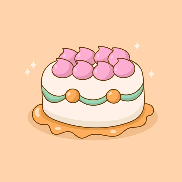 Doodle Cartoon Delicious Birthday Cake — Wektor stockowy