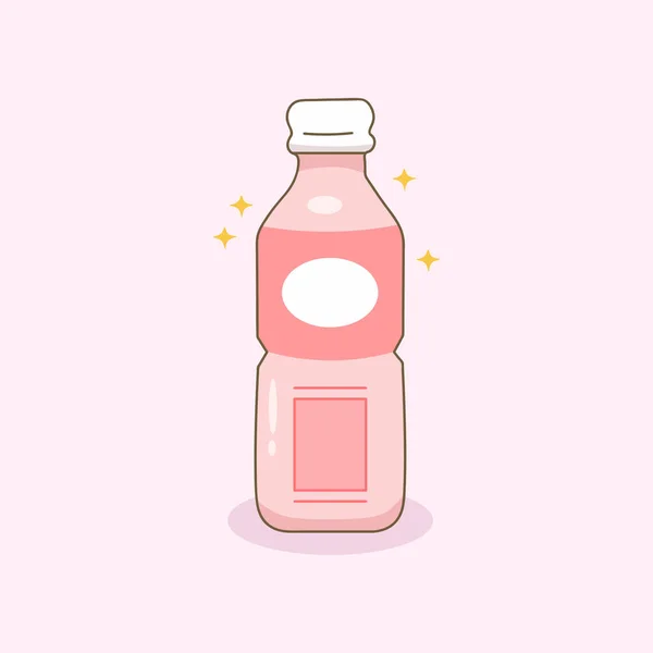 Doodle Cartoon Beautiful Pink Bottle Drink — Stock vektor