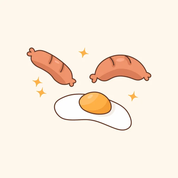 Hand Drawn Delicious Sausage Omelet — 图库矢量图片