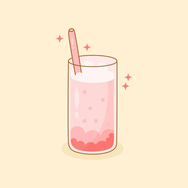 Pink Fresh Smoothie Drink Glass — Stockový vektor