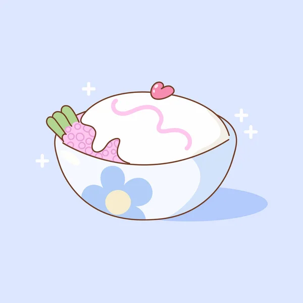 Doodle Cartoon Delicious Porridge Breakfast — ストックベクタ