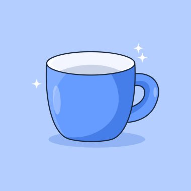 Blue Glass Mug Doodle Cartoon