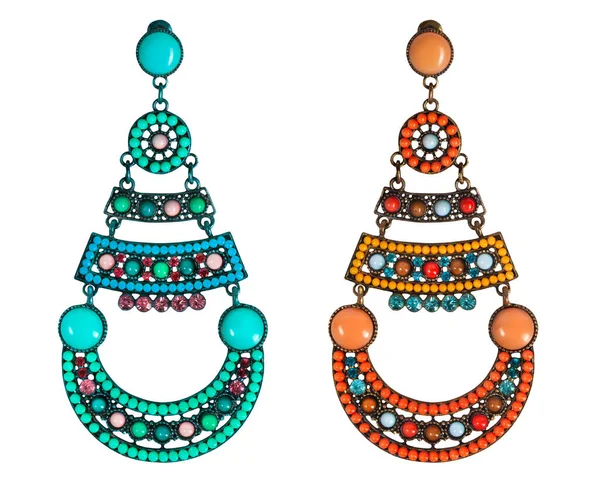 Luxurious Long Multicolored Ethnic Boho Style Earrings Fashion Bijouterie Shopping — Stockfoto