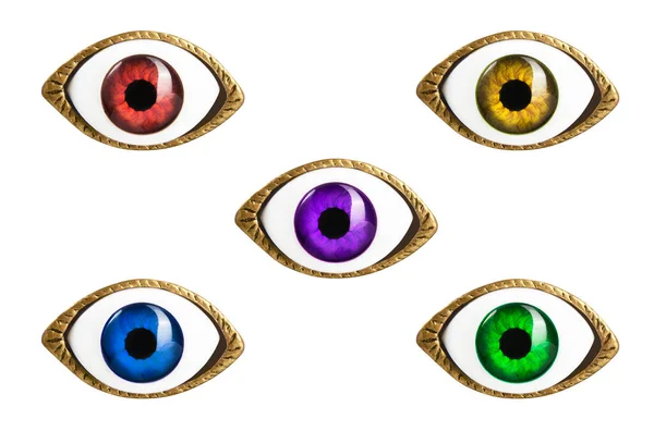 異なる色の5つの装飾的な目 目の形のリング 隔離された — ストック写真