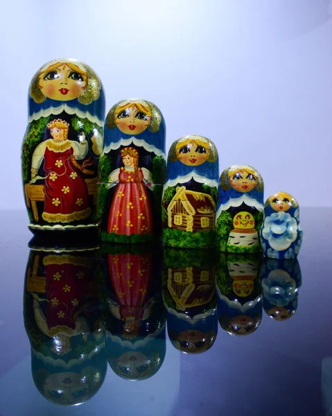 Una Foto Bambole Russe Conservate Nell Ordine Della Sua Altezza — Foto Stock
