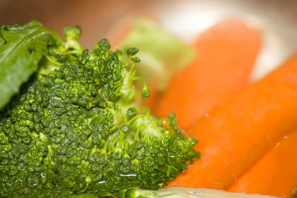 Brocoli Carottes Dans Assiette — Photo