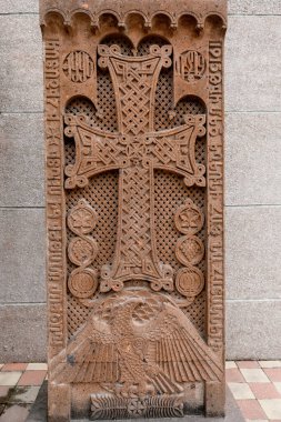 Armenian orthodox cross made of red stone