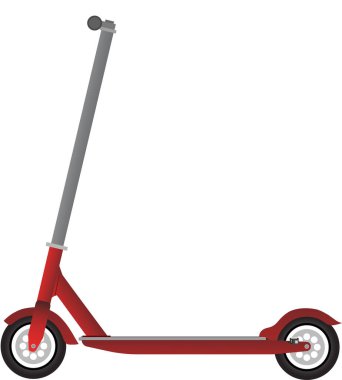 Elektrikli scooter beyaz arka planda izole edilmiş. Alternatif taşıma konsepti. Vektör çizimi. Kırmızı renk