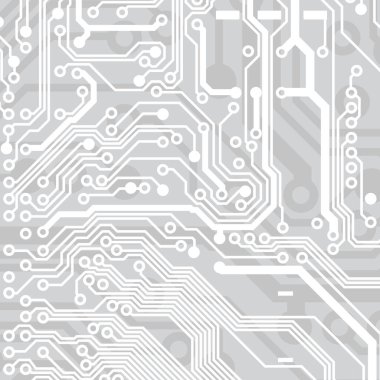 Devre kartı geçmişi. Teknolojik konsept tasarımı, ışık arkaplanı, metin için alan, kopyalama alanı. Elektronik bilgisayar teknolojisi, dijital çip, analog devre. Banner, sunum. Vektör