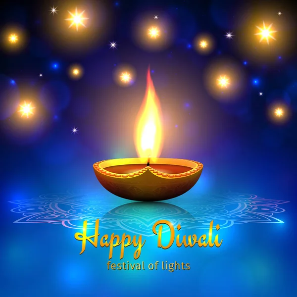 Mutlu Diwali Vektör Çizimleri Bayramlık Diwali Kartı Lambalı Tasarım Şablonu — Stok Vektör