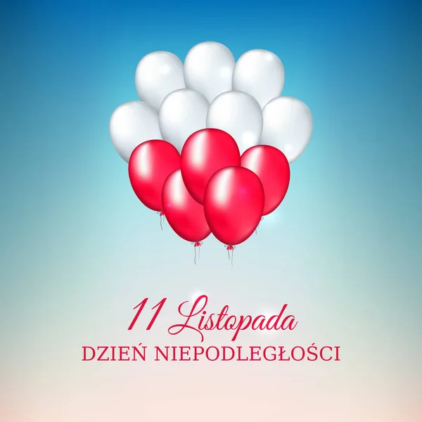 November Poland Independence Day Vector Template Balloons Polish Flag Colors — Stock Vector